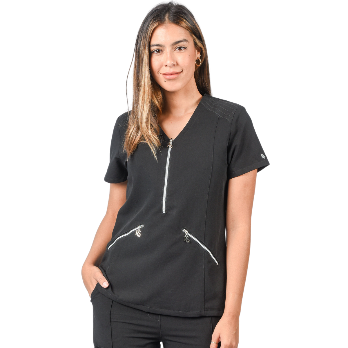 Gitty Zip Front Scrub Top