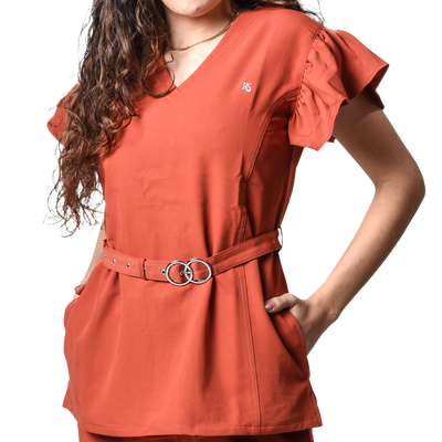 Ishana™ Ruffle Sleeve Scrub Top