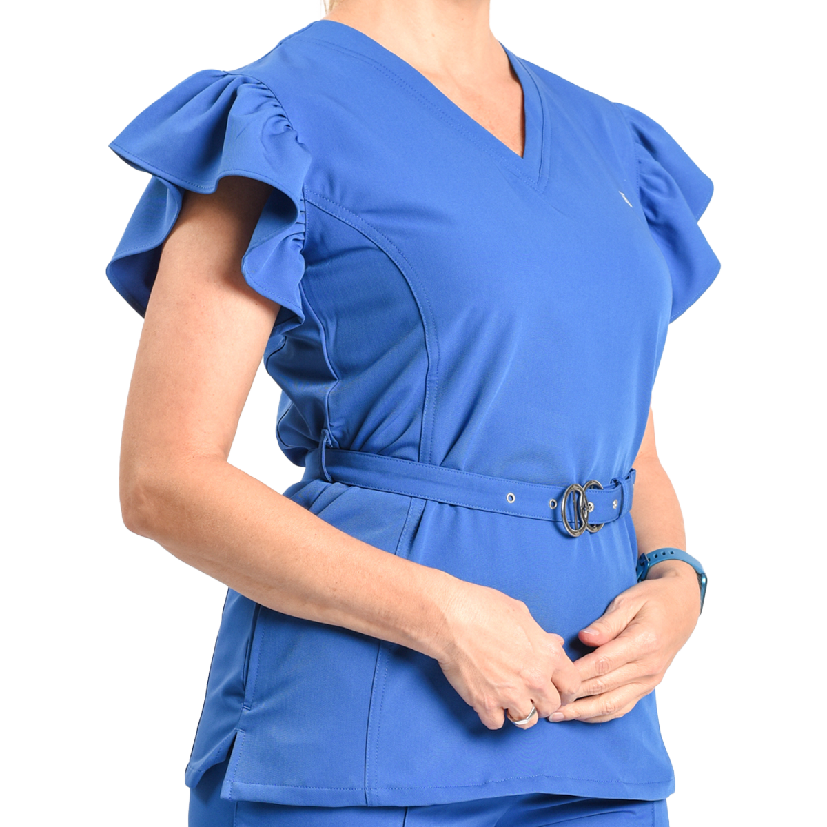 Ishana™ Ruffle Sleeve Scrub Top – Runway Scrubs